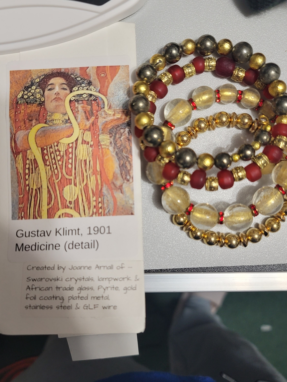 Handmade Klimt's Inspired "Medicine" Multicolored And Multibeaded Bracelet